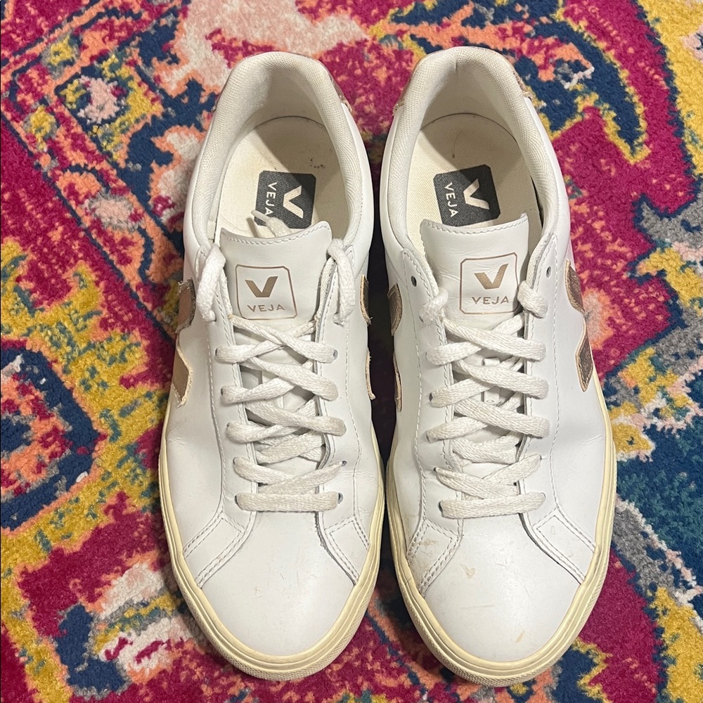 Veja Esplar leather sneaker white cream lace up size 8 women’s - Picture 5 of 8